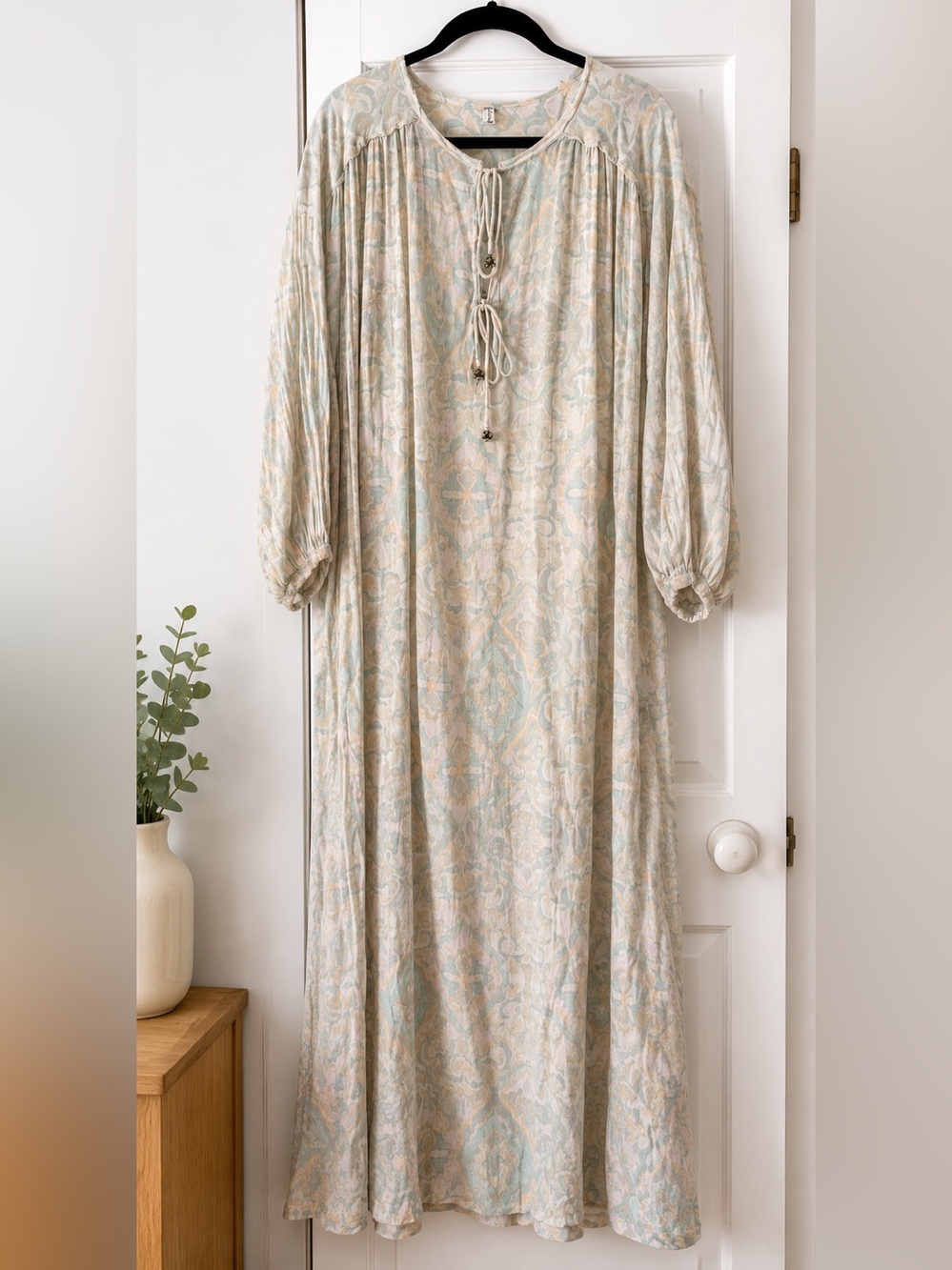 Free People Intimately 100% Cotton Boho Maxi Dress XS Pastel Print EUC